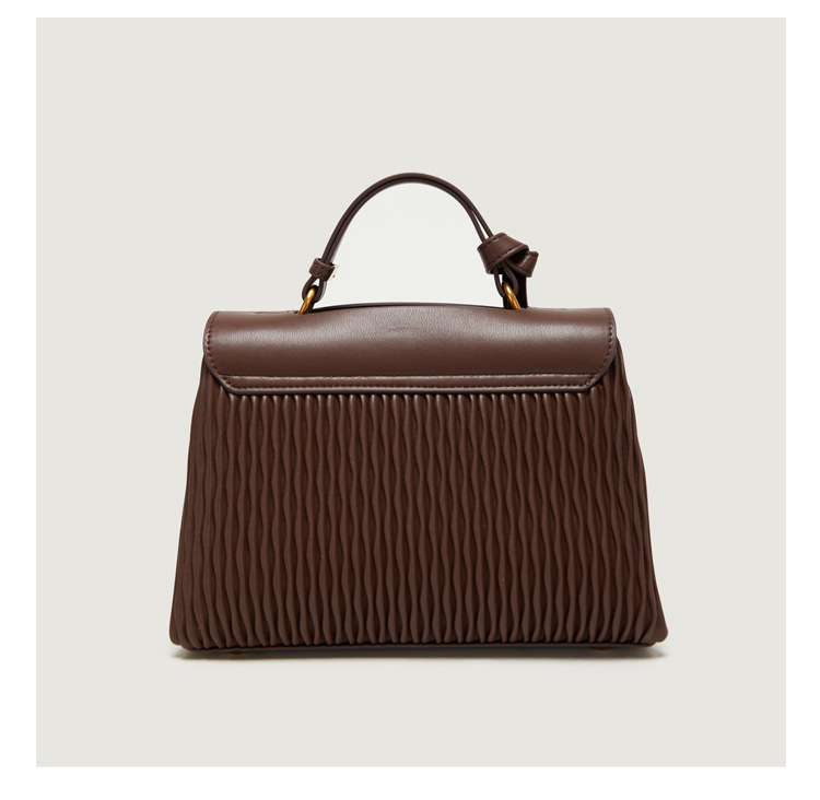 Womens Fashion Pleated Large Capacity Leather Satchel Handbag
